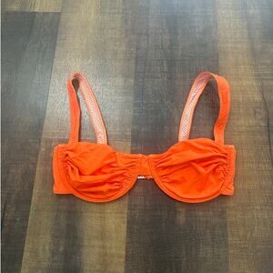Apres June Celine Ruched Underwire Orange Bikini Top Size Large